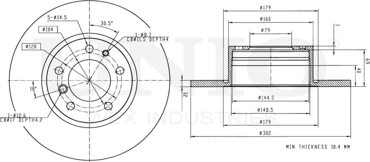 Диск тормозной (Unio). Артикул BRD-20476