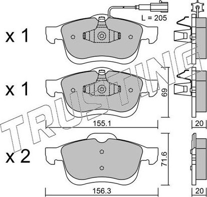 Тормозные колодки Trusting передние для Opel Combo D 2012-2017. Артикул 840.0