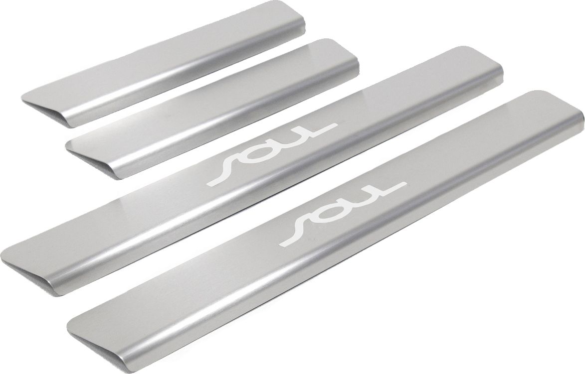 Накладки Rival на пороги (с надписью) для Kia Soul II рестайлинг 2017-2019. Артикул NP.2812.3