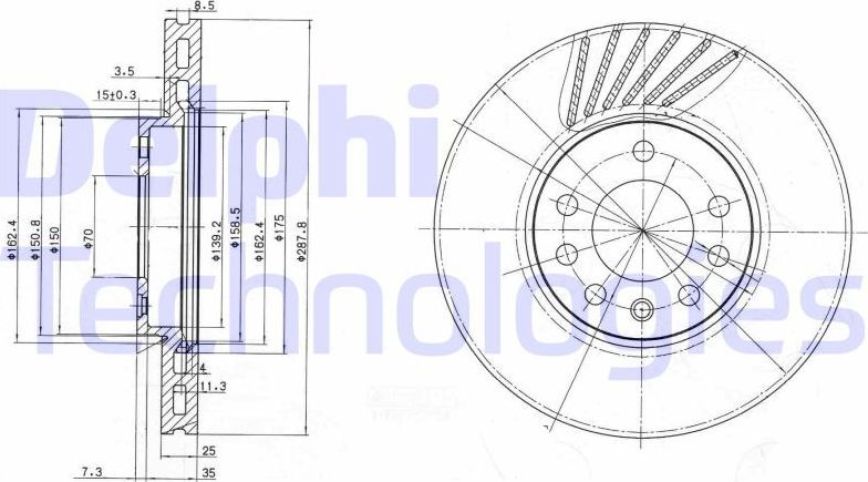 Тормозной диск Delphi. Артикул BG3142