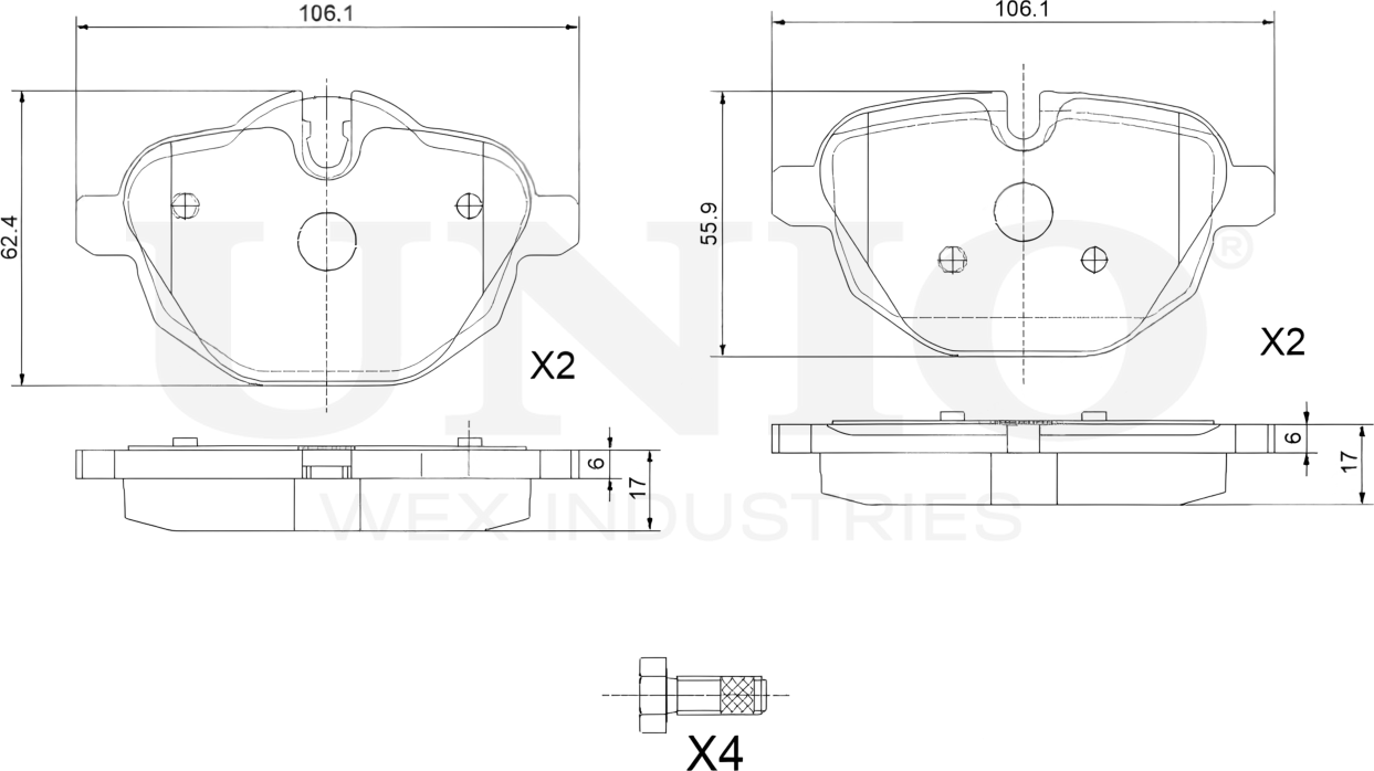 Колодки тормозные дисковые, комплект (Unio). Артикул BRP-20281