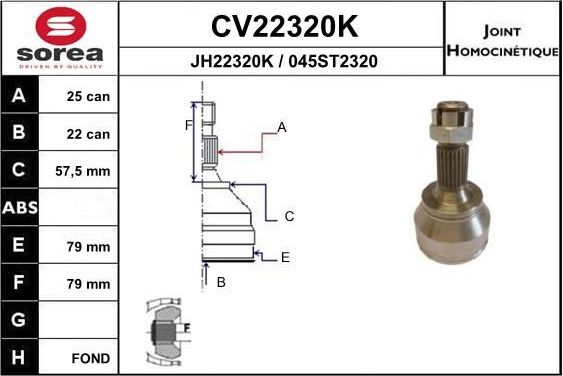 Шрус внутренний (граната) EAI. Артикул CV22320K