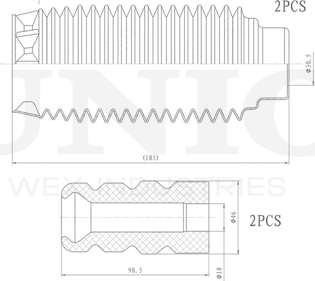 Отбойник и пыльник амортизатора, комплект (Unio). Артикул DUC-50021