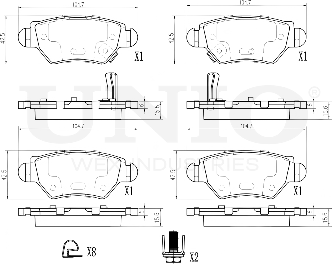 Колодки тормозные дисковые, комплект (Unio). Артикул BRP-20337