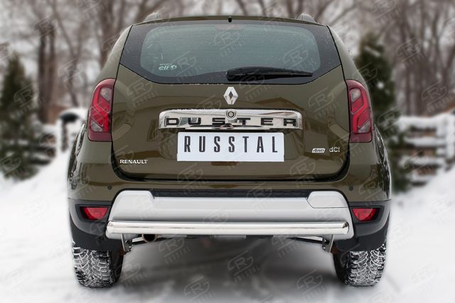 Защита RusStal заднего бампера d63 (дуга) для Renault Duster I рестайлинг 2015-2020. Артикул RDZ-002184