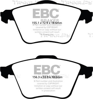 Тормозные колодки EBC Brakes передние для Opel Vectra C 2005-2008. Артикул DP41574R