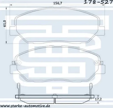 Колодки тормозные передние (Starke). Артикул 178527