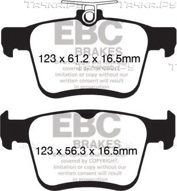 Тормозные колодки EBC Brakes задние для Volkswagen Passat B7 2010-2014. Артикул DPX2153
