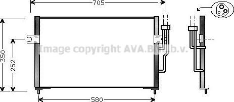 Радиатор кондиционера (конденсатор) AVA (алюминий). Артикул MT5100