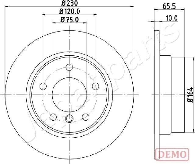 Тормозной диск Japanparts задний для BMW 1 I (E81/E82/E87/E88) 2004-2011. Артикул DP-0100C