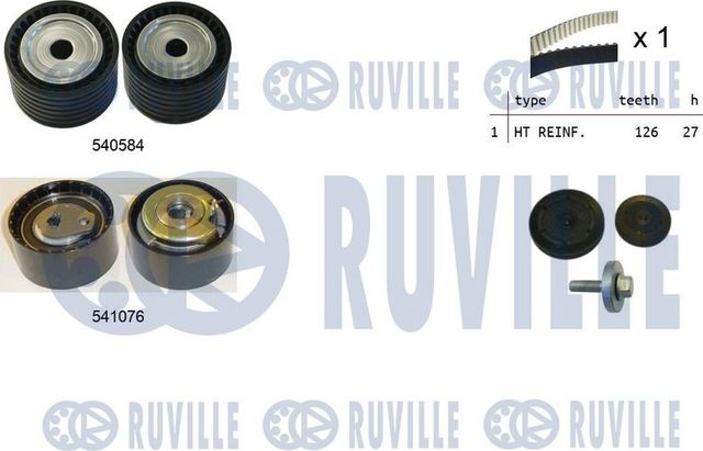 Ремень ГРМ с роликами (комплект) Ruville. Артикул 550277