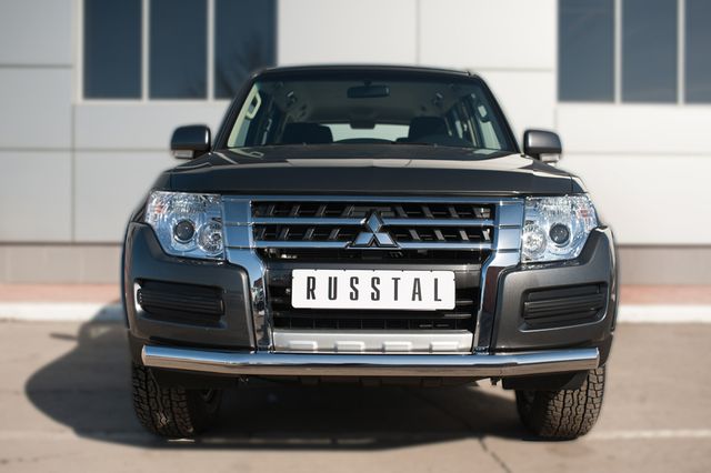 Защита RusStal переднего бампера d76 (секции) для Mitsubishi Pajero IV 2014-2026. Артикул MPZ-002044