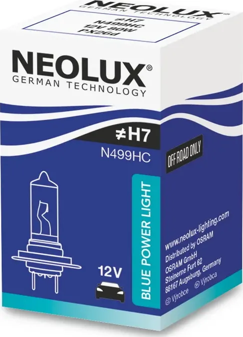 Лампа 12V H7 80W PX26d 5000K 1500лм Blue Power Light NEOLUX. Артикул N499HC
