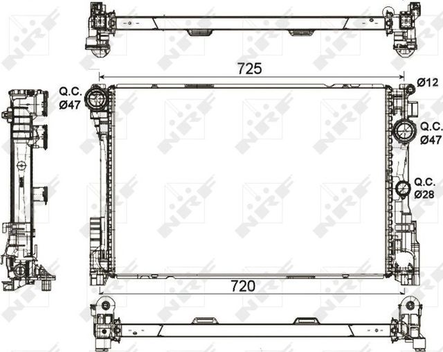 Радиатор охлаждения двигателя NRF (алюминий) для Mercedes-Benz SLC I (R172) 2016-2017. Артикул 53113