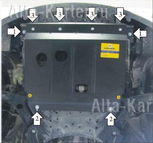 Защита Мотодор для картера и КПП Kia Rio III седан 2011-2017. Артикул 00933