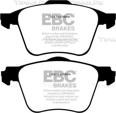 Тормозные колодки EBC Brakes передние для Volvo S60 II 2010-2018. Артикул DP21914