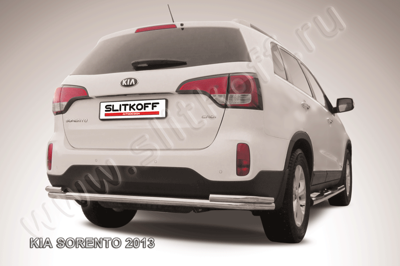 Защита Slitkoff заднего бампера d57/42 двойная для Kia Sorento II рестайлинг 2012-2026. Артикул KS13-011