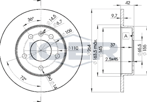 Тормозной диск Icer. Артикул 78BD9110-2