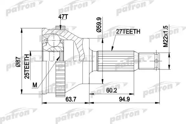 Шрус наружный (граната) Patron. Артикул PCV1617AL