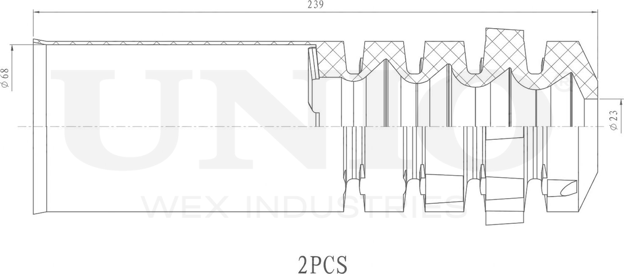 Отбойник и пыльник амортизатора, комплект (Unio). Артикул DUC-50069