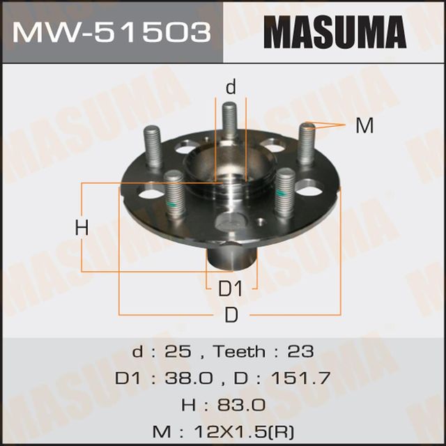 Ступичный подшипник (комплект) Masuma. Артикул MW-51503