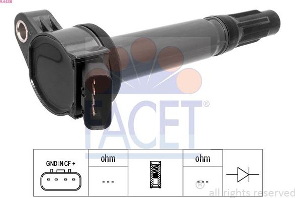 Катушка зажигания Facet OE Equivalent. Артикул 9.6438