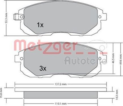 Тормозные колодки (в сборе) Metzger. Артикул 1170208