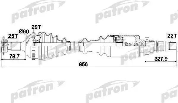 Полуось (привод в сборе, приводной вал) Patron. Артикул PDS0105