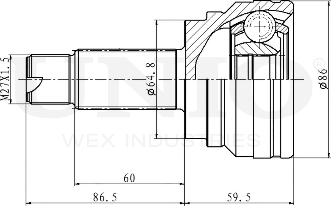ШРУС наружный (Unio). Артикул CVJ-20136