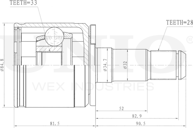 ШРУС внутренний (Unio). Артикул CVJ-30057