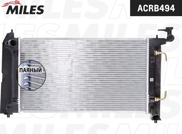 Радиатор охлаждения двигателя Miles для Toyota Corolla E120, E130 2001-2008. Артикул ACRB494