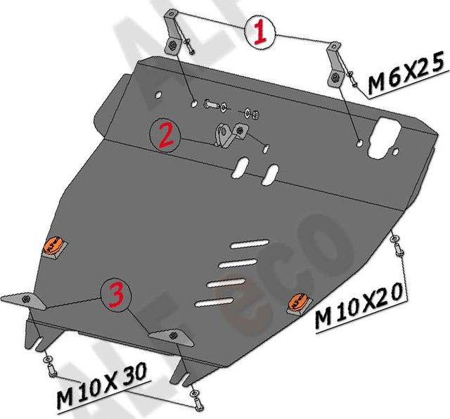 Защита алюминиевая Alfeco для картера и КПП Honda Pilot II рестайлинг 2012-2015. Артикул ALF.09.08al