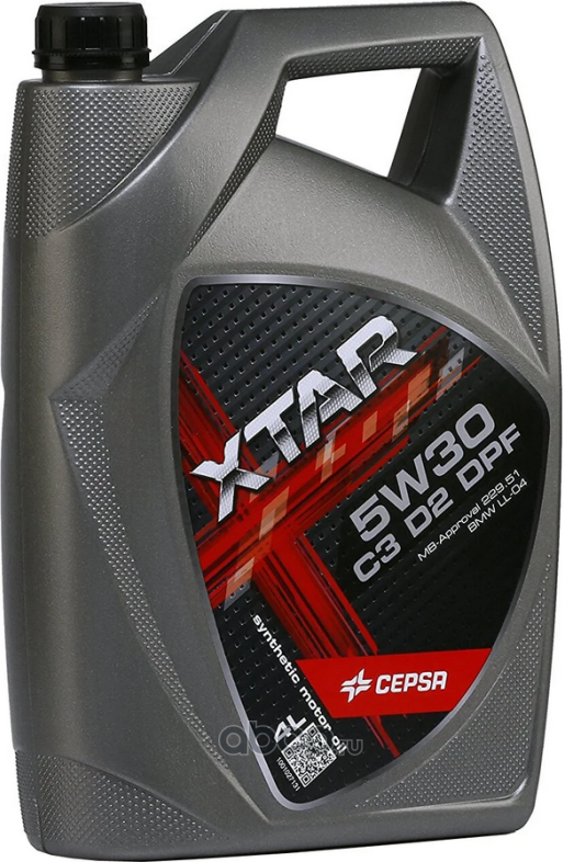 Масло моторное синт. CEPSA XTAR 5W30 C3 D2 DPF, 4л, ACEA C3, API SN/CF, MB-Appro. Артикул 513933690
