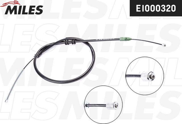 Трос ручника (тросик ручного тормоза) Miles задний правый для Renault Kangoo I 1997-2010. Артикул EI000320