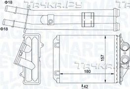 Радиатор отопителя (печки) Magneti Marelli для Ford KA II 2008-2016. Артикул 350218491000