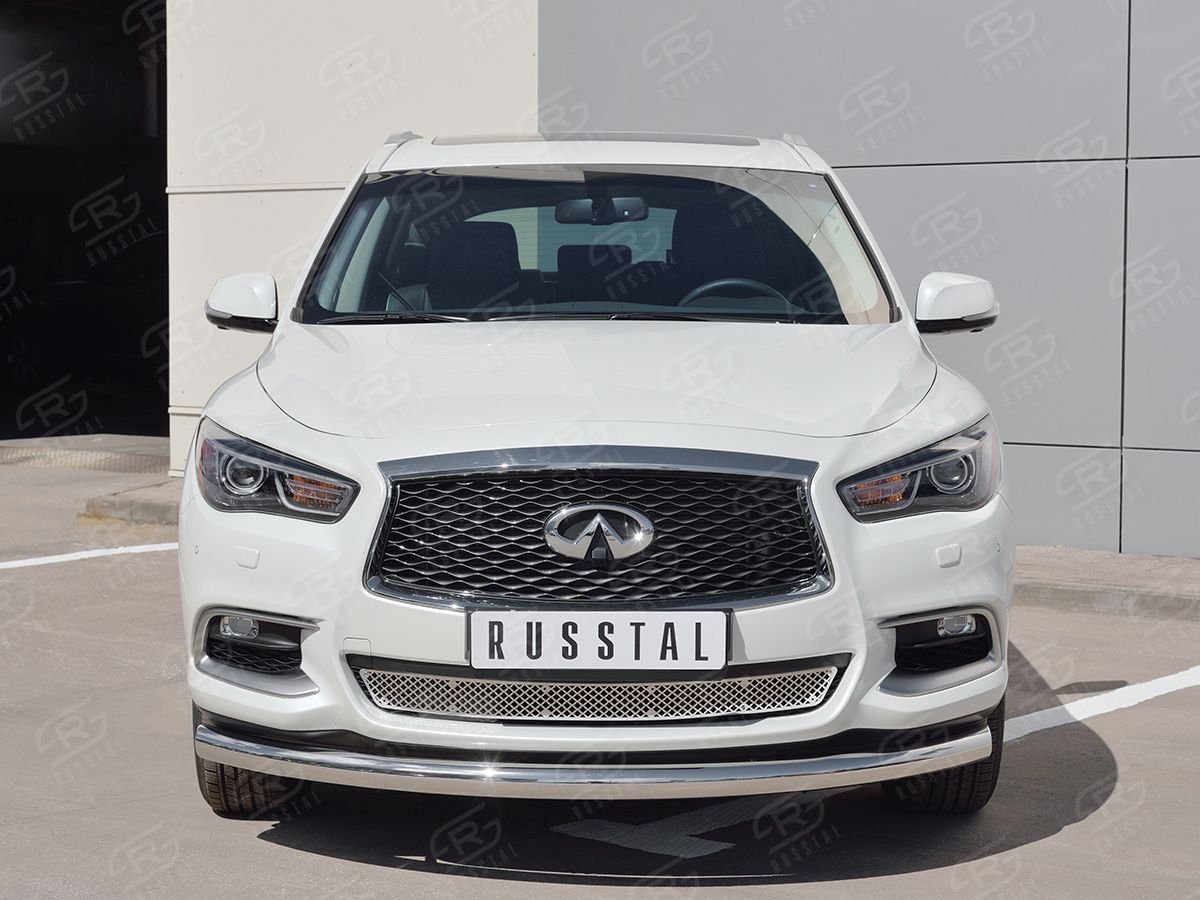 Защита RusStal переднего бампера d76 (дуга) для Infiniti QX60 2016-2026. Артикул IQXZ-002678