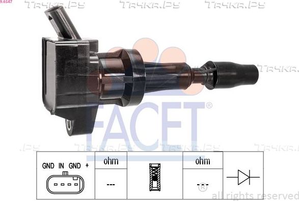 Катушка зажигания Facet OE Equivalent. Артикул 9.6547