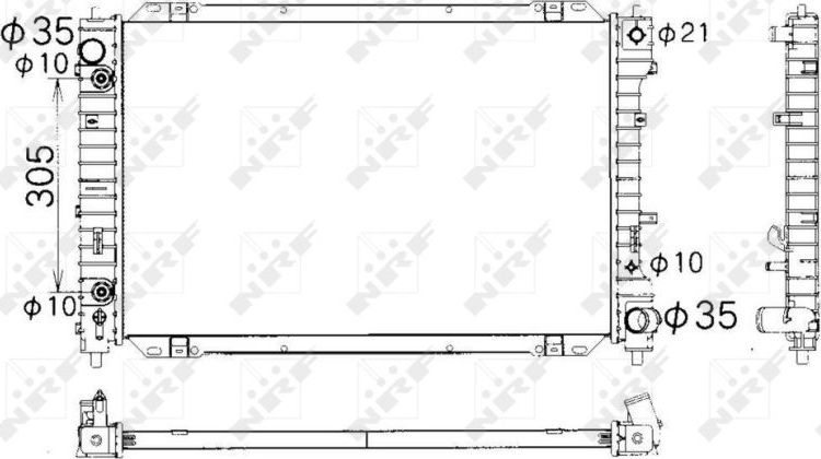 Радиатор охлаждения двигателя NRF (алюминий). Артикул 53378