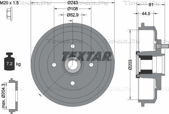 Тормозной барабан Textar задний для Ford Fusion I 2002-2012. Артикул 94041300