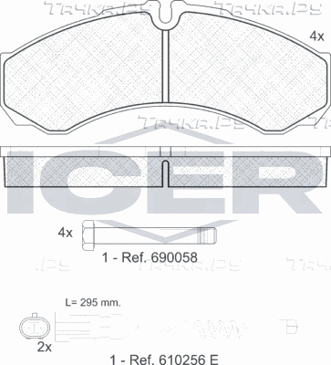 Тормозные колодки Icer передние для IVECO Daily III 1999-2007. Артикул 141208-200