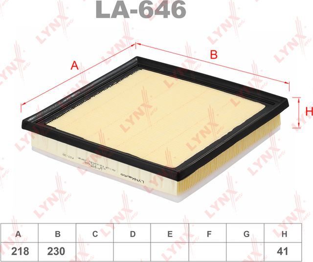 Воздушный фильтр LYNXauto для Dodge Durango II 2003-2010. Артикул LA-646