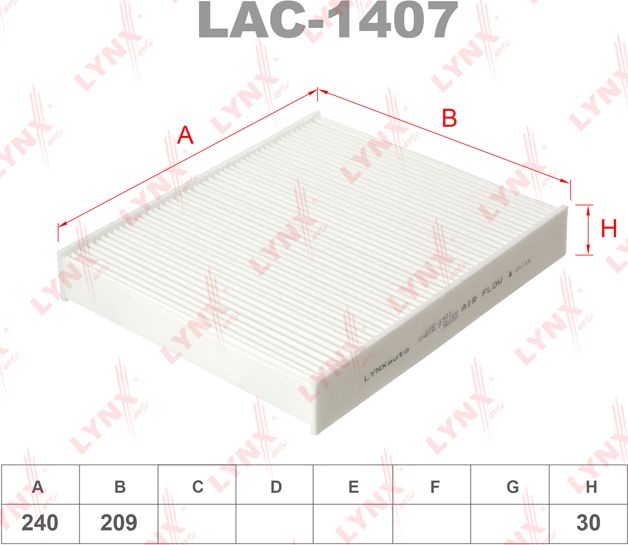 Салонный фильтр LYNXauto. Артикул LAC-1407