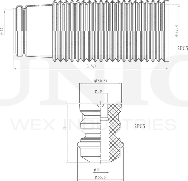 Отбойник и пыльник амортизатора, комплект (Unio). Артикул DUC-50091