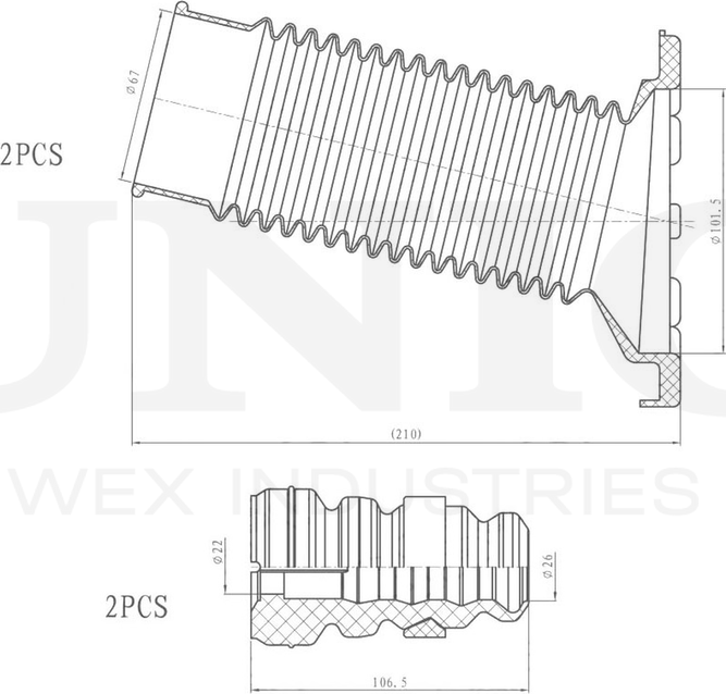 Отбойник и пыльник амортизатора, комплект (Unio). Артикул DUC-50097