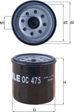 Масляный фильтр Mahle для Renault Clio II 1998-2013. Артикул OC 475