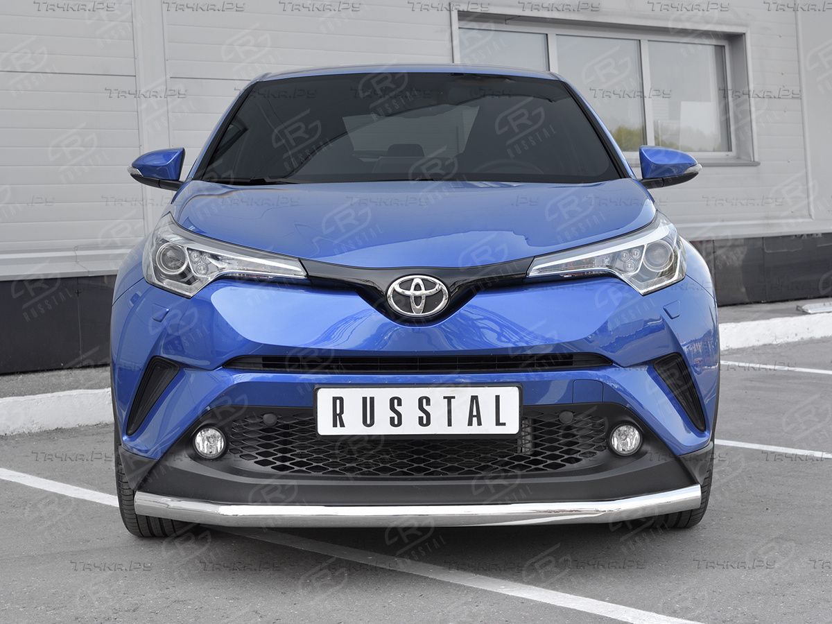 Защита РусCталь переднего бампера d63 секции для Toyota CH-R 2018-2026. Артикул TCHZ-003026