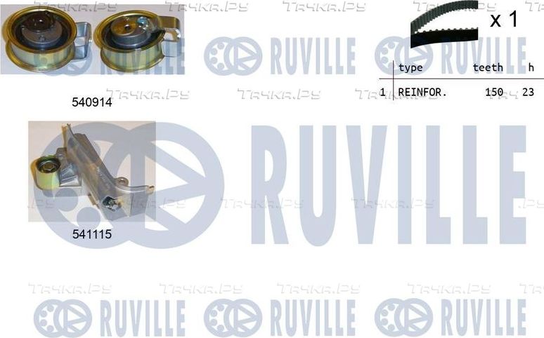 Ремень ГРМ с роликами (комплект) Ruville для Volkswagen Passat B5 2000-2005. Артикул 550257