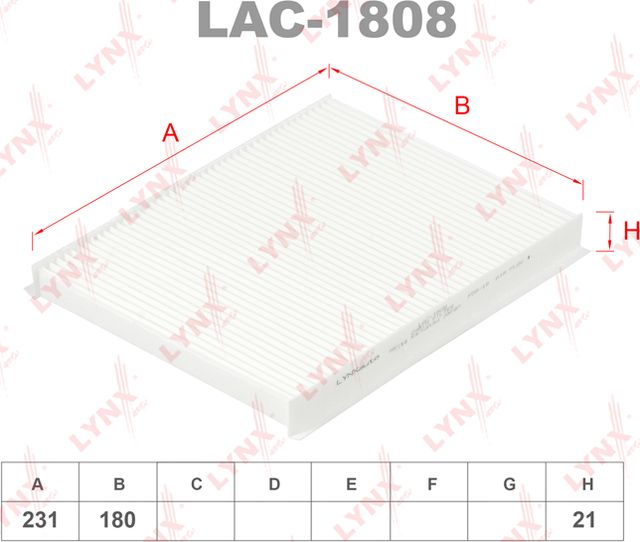 Салонный фильтр LYNXauto для Fiat Stilo 2001-2008. Артикул LAC-1808