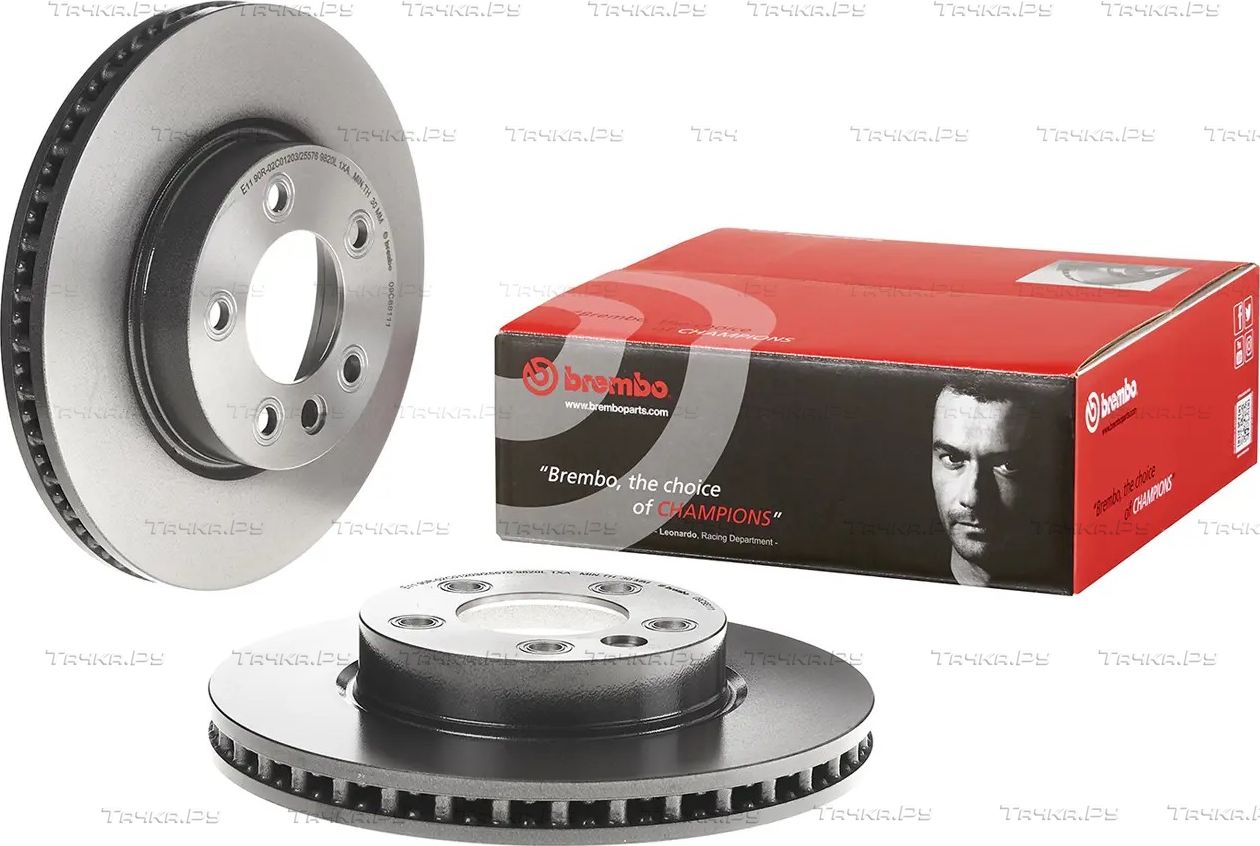 Тормозной диск Brembo PRIME LINE - UV Coated передний для Porsche Cayenne I (955) 2002-2010. Артикул 09.C881.11