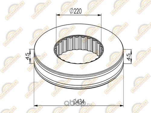 Диск тормозной Volvo FH12/16 (о.н.3092710) (Sonder). Артикул 160050080
